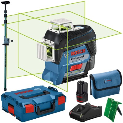 BOSCH GLL 3-80CG Laser krzyżowy wiązka zielona 30m + tyczka