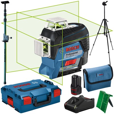 BOSCH GLL 3-80CG Laser krzyżowy wiązka zielona 30m + statyw + tyczka