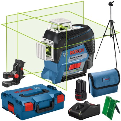 BOSCH GLL 3-80CG Laser krzyżowy wiązka zielona 30m + statyw + uchwyt