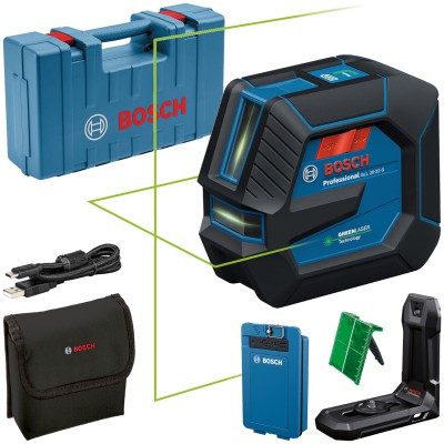 Laser krzyżowy zielony 20m IP65 Bosch GLL 20-22 G + akcesoria