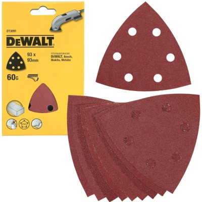 DeWALT DT3091 Papier ścierny trójkątny na rzep 93 x 93 mm gr. 60 10 szt.