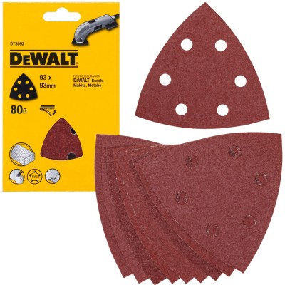 DeWALT DT3092 Papier ścierny trójkątny na rzep 93 x 93 mm gr. 80 10 szt.