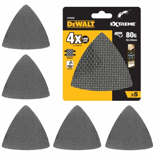 Siatka ścierna 93x93mm gradacja 80 do drewna, PVC 5szt. DeWALT DTM3092