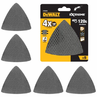 Siatka ścierna 93x93mm gradacja 120 do drewna, PVC 5szt. DeWALT DTM3093