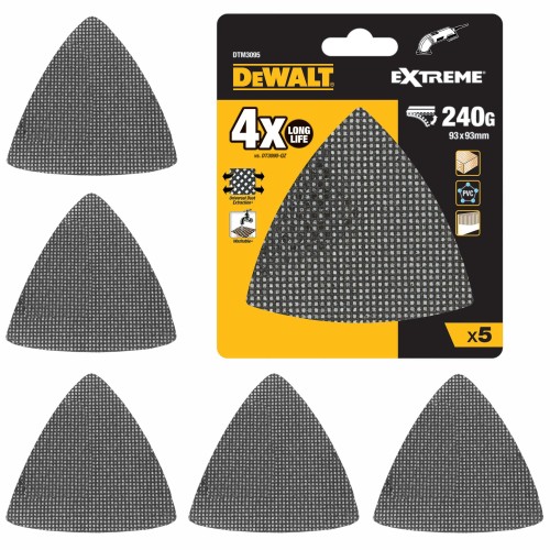 Siatka ścierna 93x93mm gradacja 240 do drewna, PVC 5szt. DeWALT DTM3095