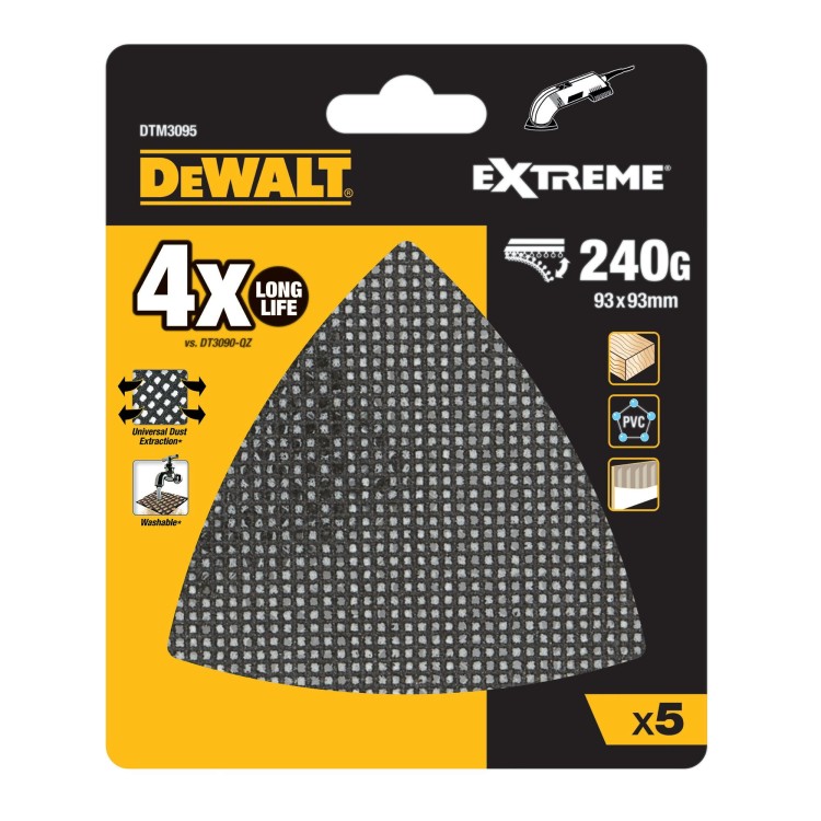 Siatka szlifierska 93x93mm gradacja 240 do drewna, PVC 5szt. DeWALT DTM3095