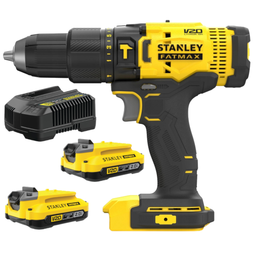 STANLEY SFMCD711B Wiertarko-wkrętarka udarowa "body" 18V seria V20 + aku 2x2.0Ah + ładowarka