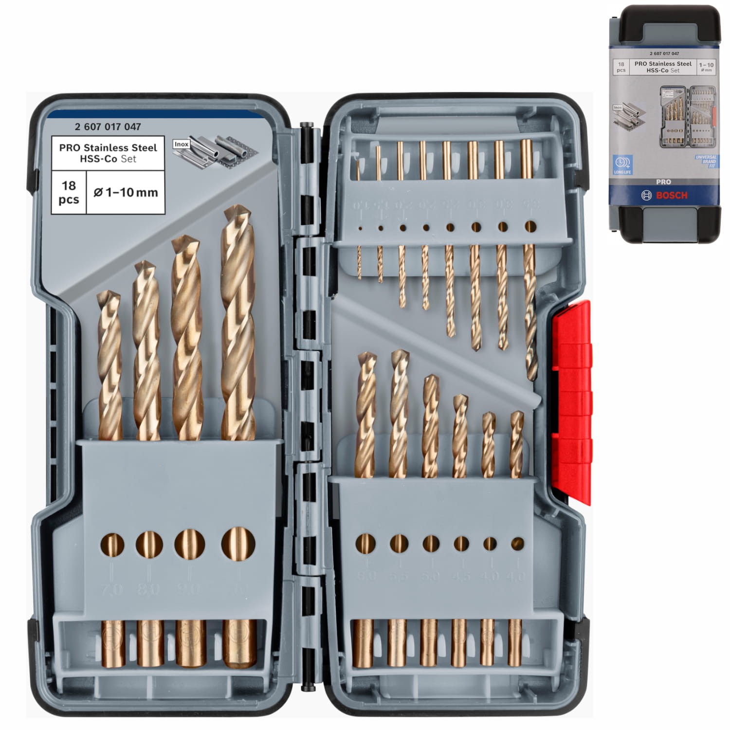 Zestaw wierteł PRO Stainless Steel HSS-Co 1-10mm 18szt. Bosch 2607017047