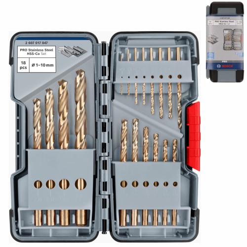 Zestaw wierteł PRO Stainless Steel HSS-Co 1-10mm 18szt. Bosch 2607017047