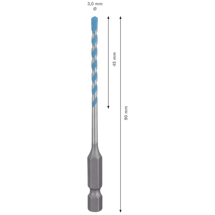 BOSCH Wiertło EXPERT HEX-9 Multi Construction wymiary