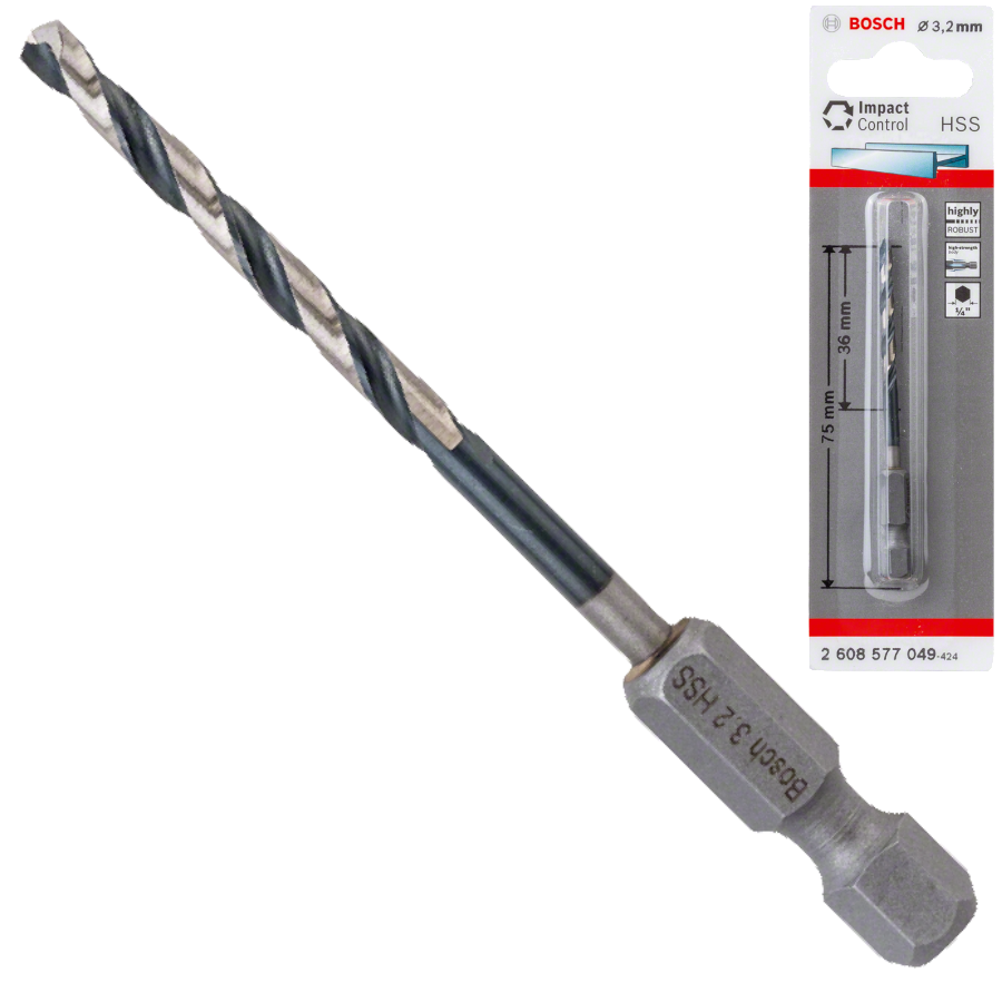 Bosch wiertło do metalu IMPACT CONTROL 3,2x75mm