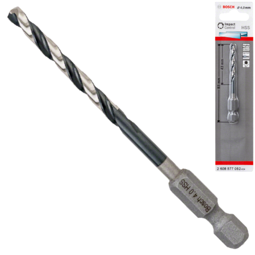 Wiertło spiralne do metalu IMPACT CONTROL HSS 1/4" BOSCH 2608577052 4x83mm