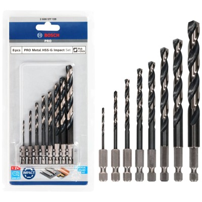 BOSCH Zestaw wierteł do metalu, stali PRO Metal HSS-G Impact 8szt.