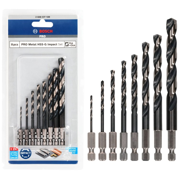 BOSCH Zestaw wierteł do metalu, stali PRO Metal HSS-G Impact 8szt.