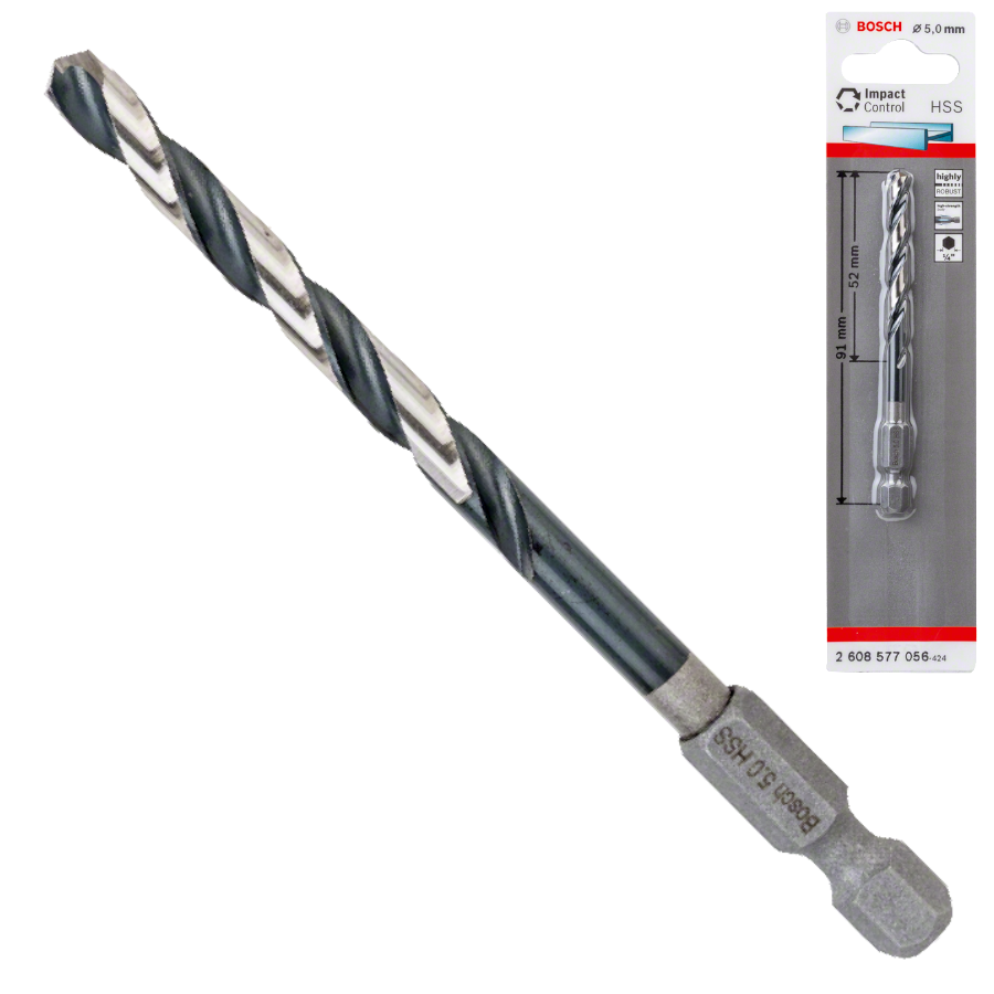 Wiertło spiralne HSS IMPACT CONTROL 1/4" BOSCH 2608577056 5x91mm