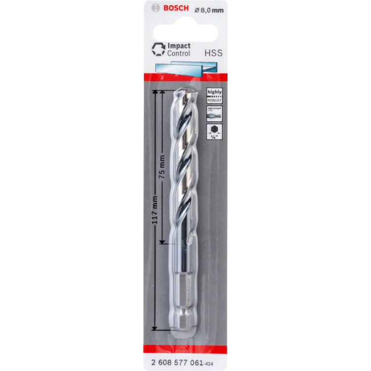 Wiertło IMPACT CONTROL 1/4" spiralne HSS