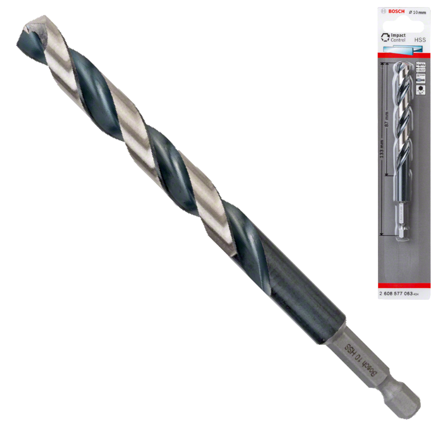 Wiertło spiralne HSS IMPACT CONTROL 1/4" BOSCH 2608577063 10x133mm