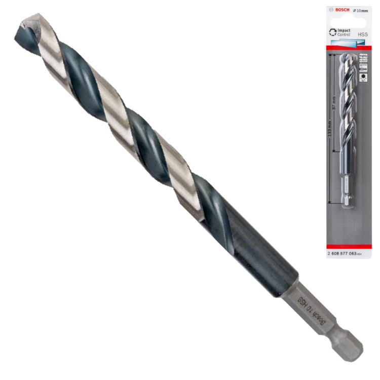 Wiertło spiralne HSS IMPACT CONTROL 1/4" BOSCH 2608577063 10x133mm