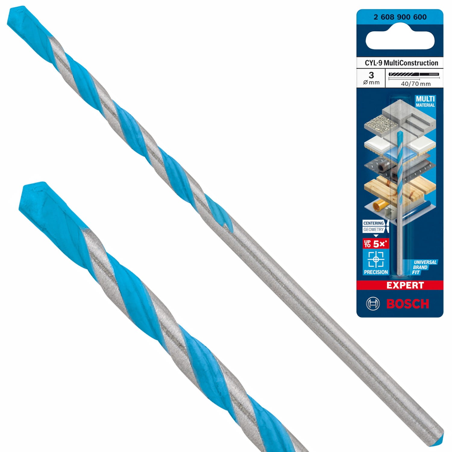 Wiertło EXPERT CYL-9 Multi Construction 3x40x70mm Bosch 2608900600