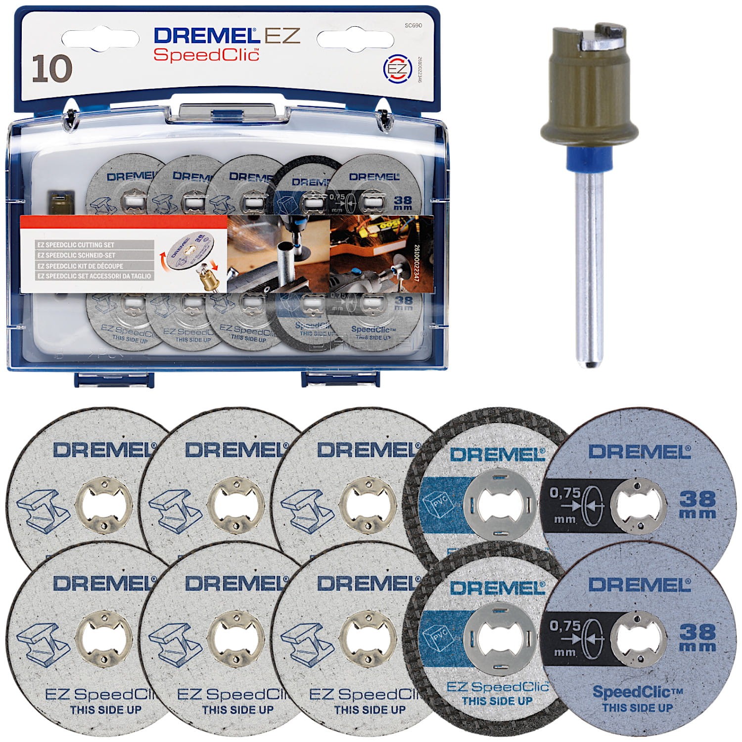 DREMEL SC690 Zestaw 10 tarcz tnących EZ SpeedClic + Trzpień
