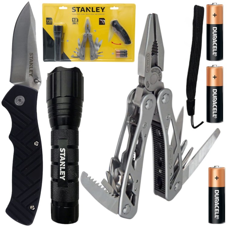 STANLEY STHT81502-0 Zestaw nóż szczypce latarka 3el.