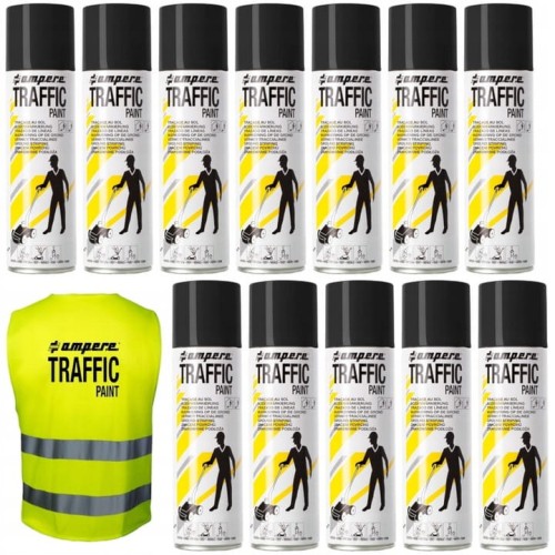 Farba geodezyjna do malowania linii znakująca czarna TRAFFIC 500ml 12szt.