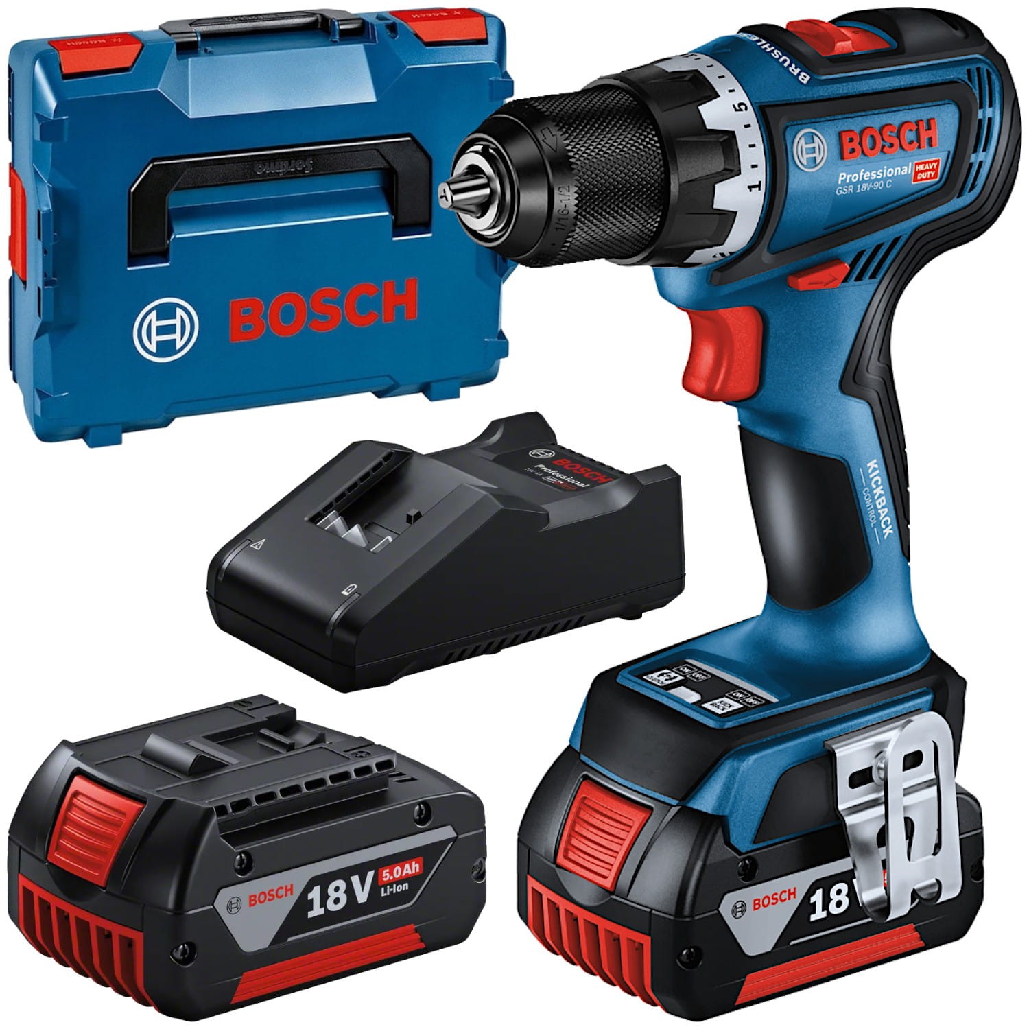 Wiertarko-wkrętarka 18V 2x 5,0Ah 64Nm w walizce L-BOXX Bosch GSR 18V-90 C