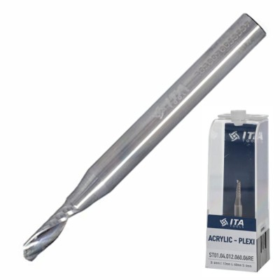 ITA TOOLS Frez do PLEXI, akrylu VHM Z1 D=4 I=12 L=60 S=6