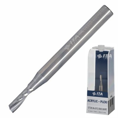 ITA TOOLS Frez do PLEXI, akrylu VHM Z1 D=4 I=12 L=60 S=6