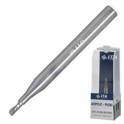 ITA TOOLS Frez do PLEXI, akrylu VHM Z1 D=3 I=6 L=60 S=6