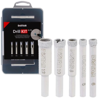Zestaw wierteł otwornic do ceramiki, gresu 6-12mm 5szt. Distar DrillKIT