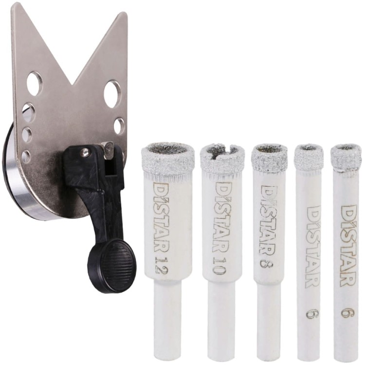 Zestaw wierteł do ceramiki, gresu 6-12mm 5szt. Distar DrillKIT + Prowadnica EasyFIX 70