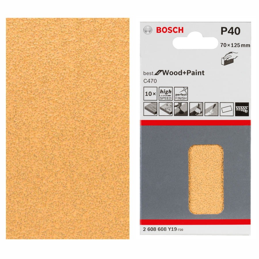 Papier ścierny P40 70x125mm Best for Wood and Paint C470 10 szt. BOSCH 2608608Y19