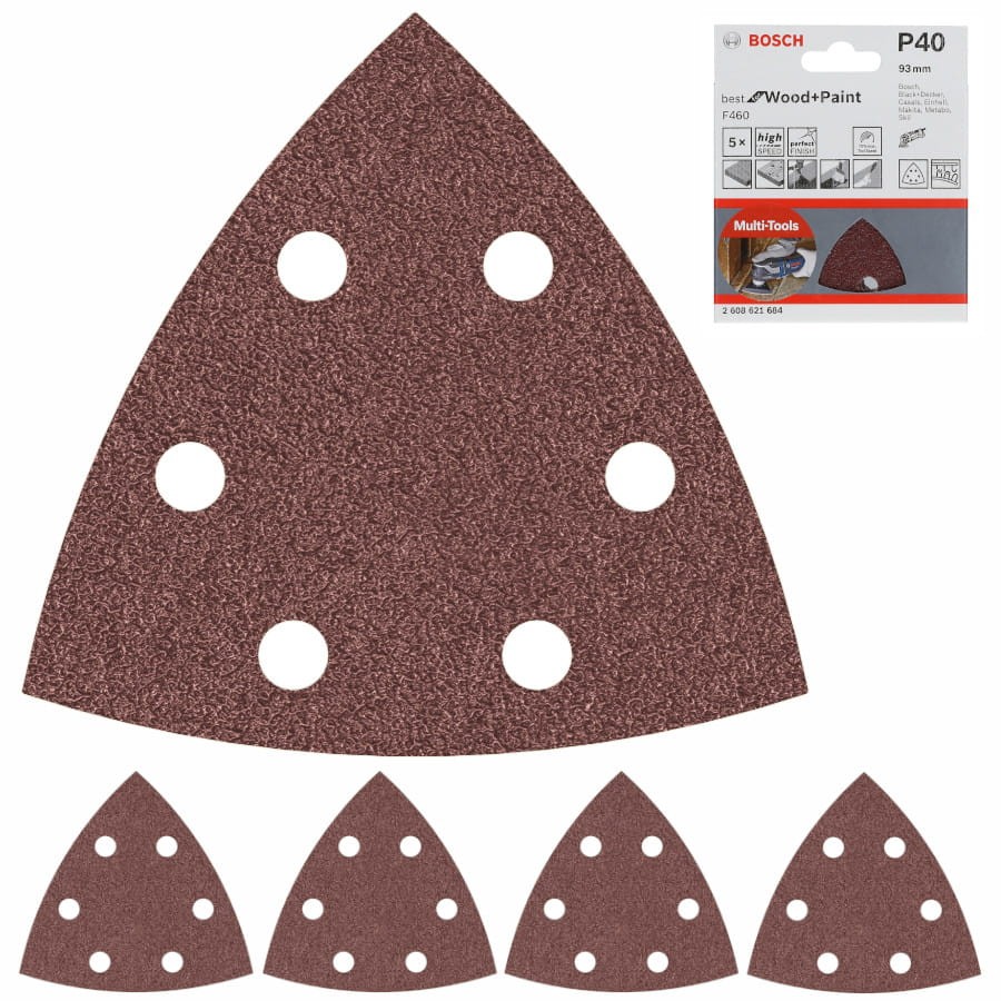 Papiery ścierne do multitoola G40 PRO F460 93x93mm 5szt. BOSCH 2608621684