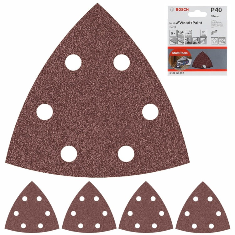 Papiery ścierne do multitoola G40 PRO F460 93x93mm 5szt. BOSCH 2608621684