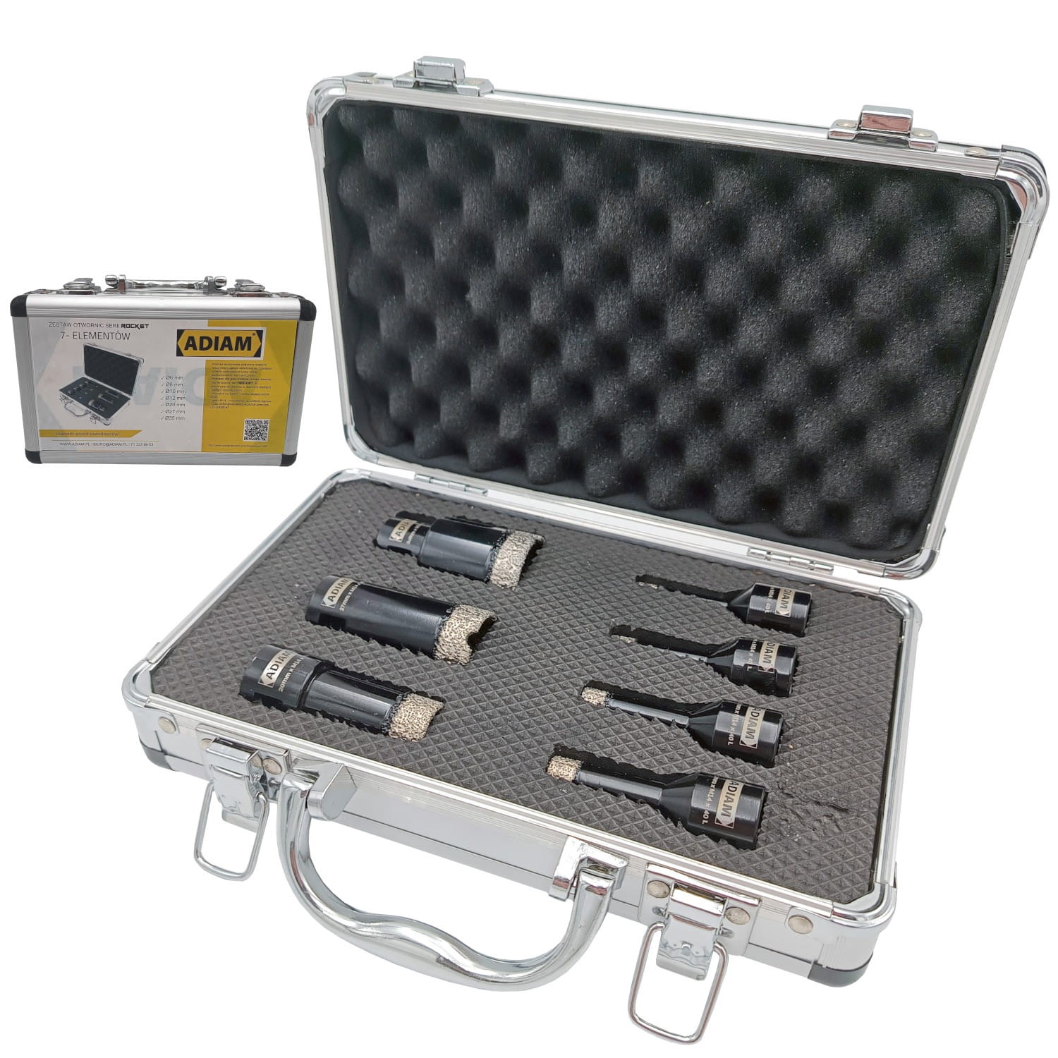 Zestaw 7 otwornic Rocket 6, 8, 10, 12, 20, 27, 35mm w walizce Adiam 200881