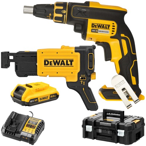 DeWALT Wkrętarka do płyt G-K z magazynkiem 18V 1x 2,0Ah TSTAK DCF620D1K
