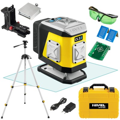 Laser płaszczyznowy niebieska wiązka 360° akcesoria Nivel System CL1B + statyw