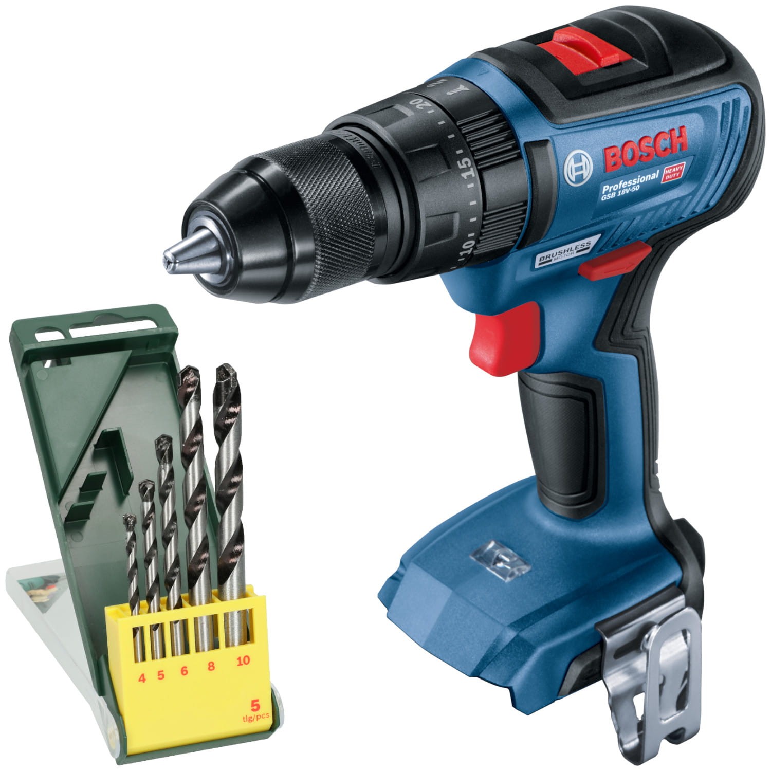 BOSCH Wkrętarka udarowa 18V 50Nm GSB 18V-50 /body/ + 5x Wiertła do betonu