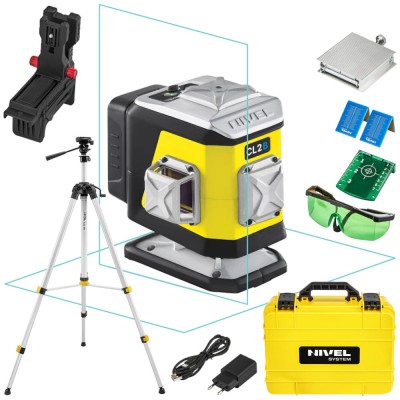 Laser krzyżowy niebieski 2x 360° Nivel System CL2B + Statyw SJJ-M1 EX