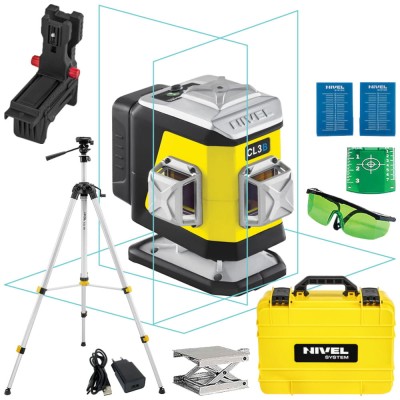 Laser krzyżowy niebieski 3x 360° Nivel System CL3B + Statyw SJJ-M1 EX