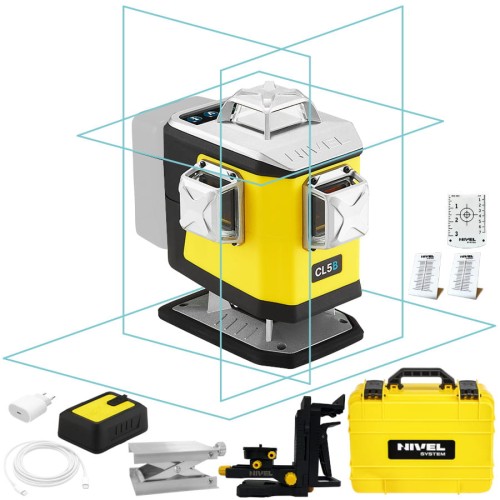 Laser krzyżowy 4x 360° wiązka niebieska z spadkami akc Nivel System CL5B