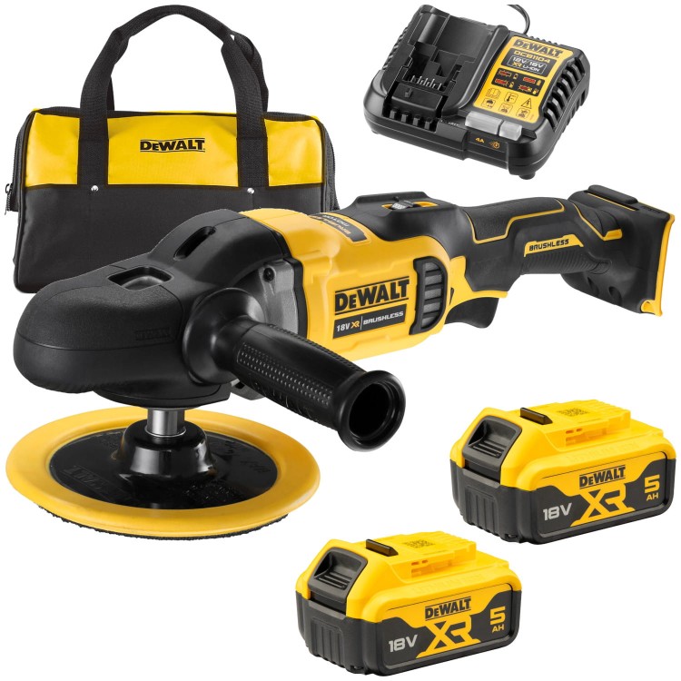 DeWALT DCM849P2 Polerka obrotowa 18V XR 180mm 2x 5,0Ah + Torba
