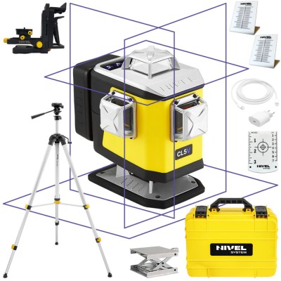 Laser krzyżowy fioletowy 4x 360° Nivel System CL5V + Statyw SJJ-M1 EX
