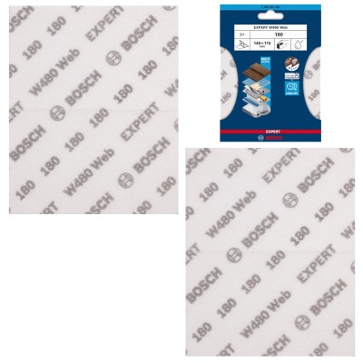 Arkusz do szlifowania ręcznego G180 EXPERT W480 Web 115x140mm 2szt. BOSCH 2608902382
