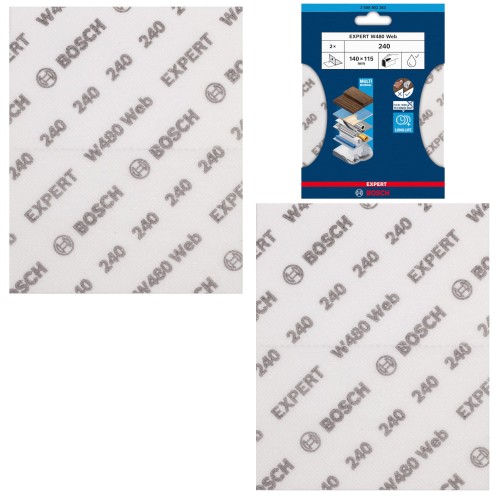 Arkusz do szlifowania ręcznego G240 EXPERT W480 Web 115x140mm 2szt. BOSCH 2608902383
