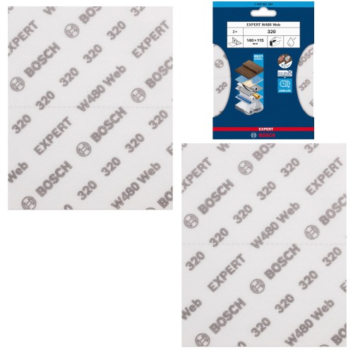 Arkusz do szlifowania ręcznego G320 EXPERT W480 Web 115x140mm 2szt. BOSCH 2608902384