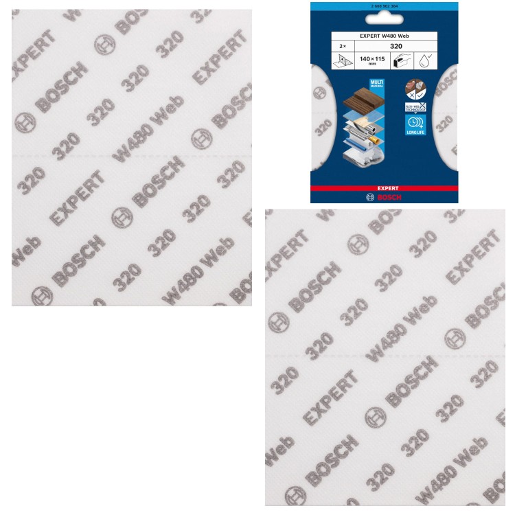 Arkusz do szlifowania ręcznego G320 EXPERT W480 Web 115x140mm 2szt. BOSCH 2608902384