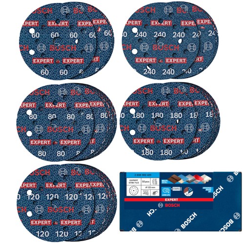 Papier ścierny ceramiczny 125mm 55szt. O780 FOIL G60/80/120/180/240 BOSCH 2608902429