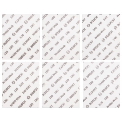 Paper ścierny G120/180/240/320 EXPERT W480 Web 115x140mm 6szt BOSCH 2608902431
